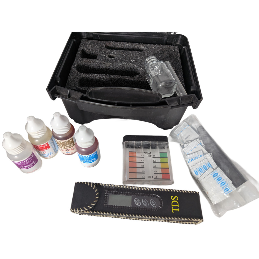 Spectrum Water Test Kit 192404 pH Hardness Iron TDS Complete Case Reagent Pillow